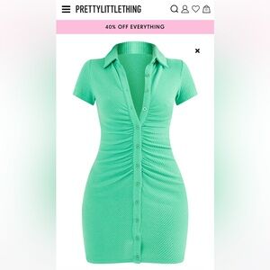 PrettyLittleThing Green Mini Dress